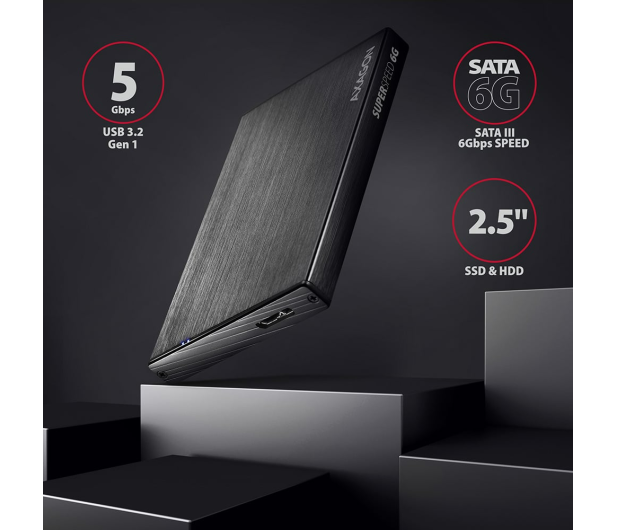 Axagon EE25-XA6, USB 3.2 Gen 1 - SATA 6G, 2.5" zewnętrzne ALINE box - 1353411 - zdjęcie 5